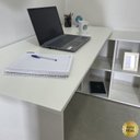 Ver imagem 5 de Conjunto 2 Peças com Escrivaninha em L 8 Nichos e Estante Livreiro Branco Artany 100% MDF