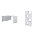 Ver imagem 2 de Conjunto 2 Peças com Escrivaninha em L 8 Nichos e Estante Livreiro Branco Artany 100% MDF