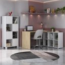 Ver imagem 1 de Conjunto 2 Peças com Escrivaninha em L 8 Nichos e Estante Livreiro Branco Carvalho Artany 100% MDF
