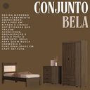 Ver mais imagens de Quarto de Solteiro Bela Cama + Cômoda 4 Gavetas + Guarda Roupa Resistente de Mdf