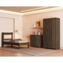 Ver imagem 1 de Quarto de Solteiro Bela Cama + Cômoda 4 Gavetas + Guarda Roupa Resistente de Mdf