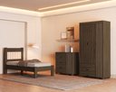 Ver imagem 1 de Quarto de Solteiro Bela Cama + Cômoda 4 Gavetas + Guarda Roupa Resistente de Mdf