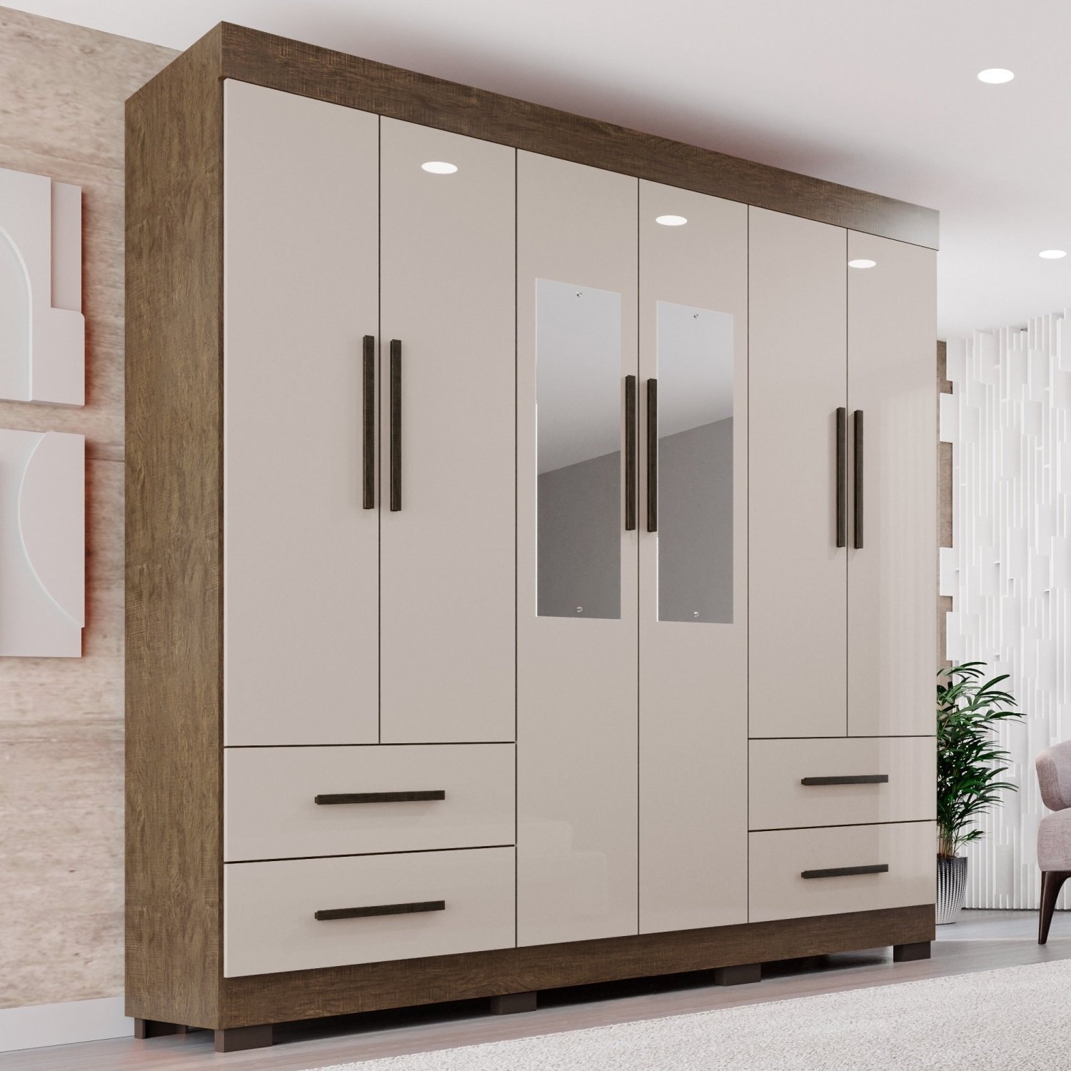Guarda-roupa Casal com Espelho 6 Portas 4 Gavetas Verona Premium ...