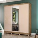Ver imagem 1 de Guarda-roupa Casal Kappesberg 3 Portas Reversiveis de Correr 3 Espelhos 3 Gavetas Nogueira/macadâ