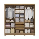 Ver mais imagens de Guarda-roupa Casal Kappesberg 3 Portas Reversiveis de Correr 3 Espelhos 3 Gavetas Nogueira/macadâ