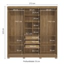 Ver imagem 3 de Guarda-roupa Casal Kappesberg 3 Portas Reversiveis de Correr 3 Espelhos 3 Gavetas Nogueira/macadâ