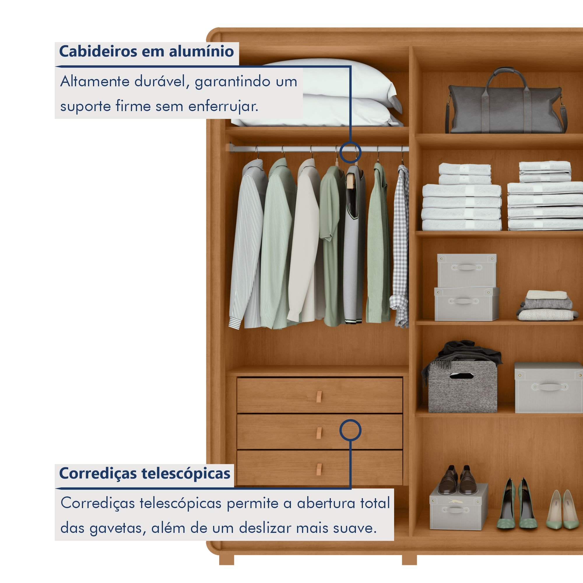 Guarda-roupa Casal Loop 6 Portas com Pés 100% MDF - 5