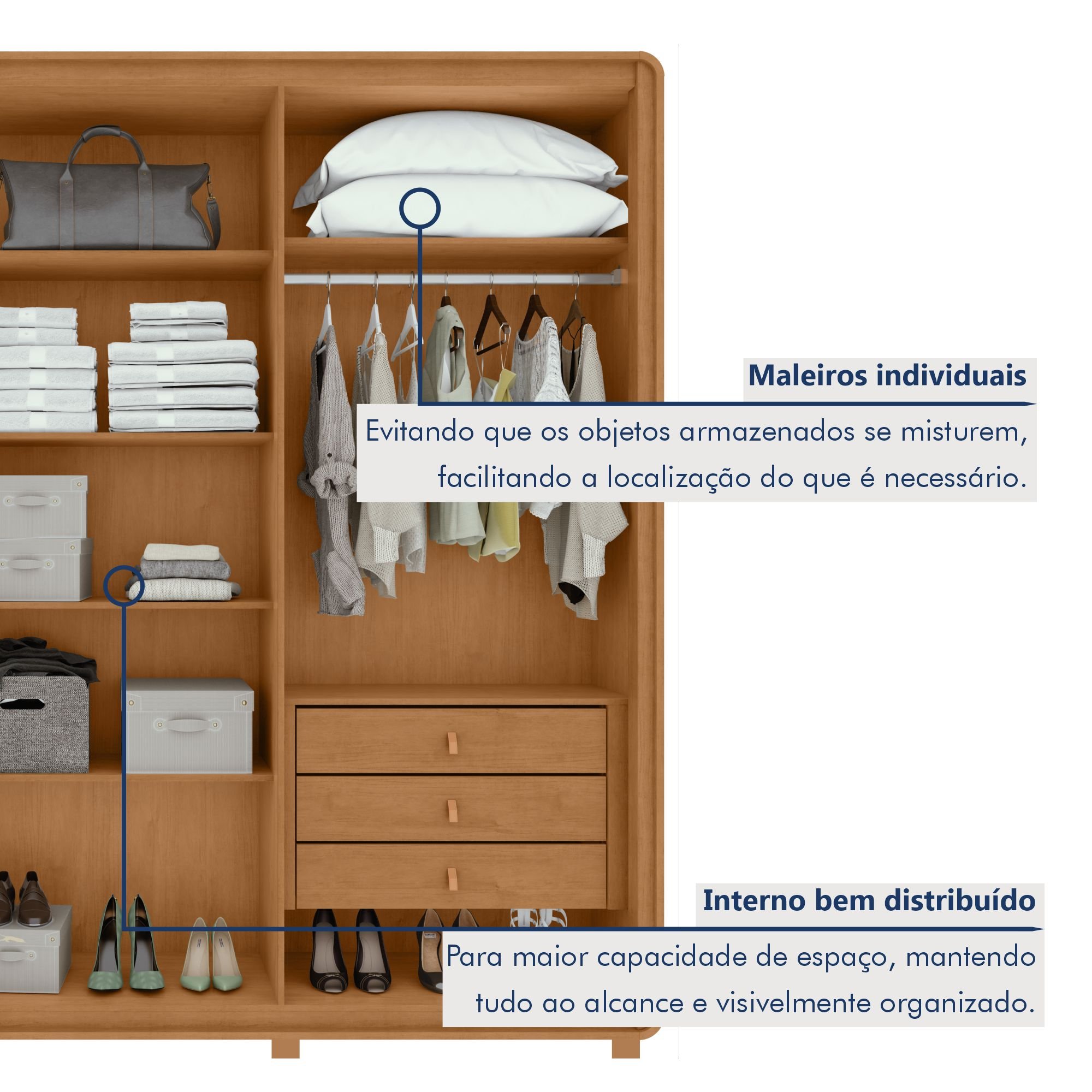 Guarda-roupa Casal Loop 6 Portas com Pés 100% MDF - 8