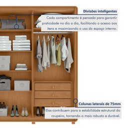 Guarda-Roupa Casal 6 Portas 6 Gavetas com Pés MDF 270cm Loop Off White Amêndoa Clean/Off White - 11 Guarda-Roupa Casal 6 Portas 6 Gavetas com Pés MDF 270cm Loop Off White Amêndoa Clean/Off White - 11