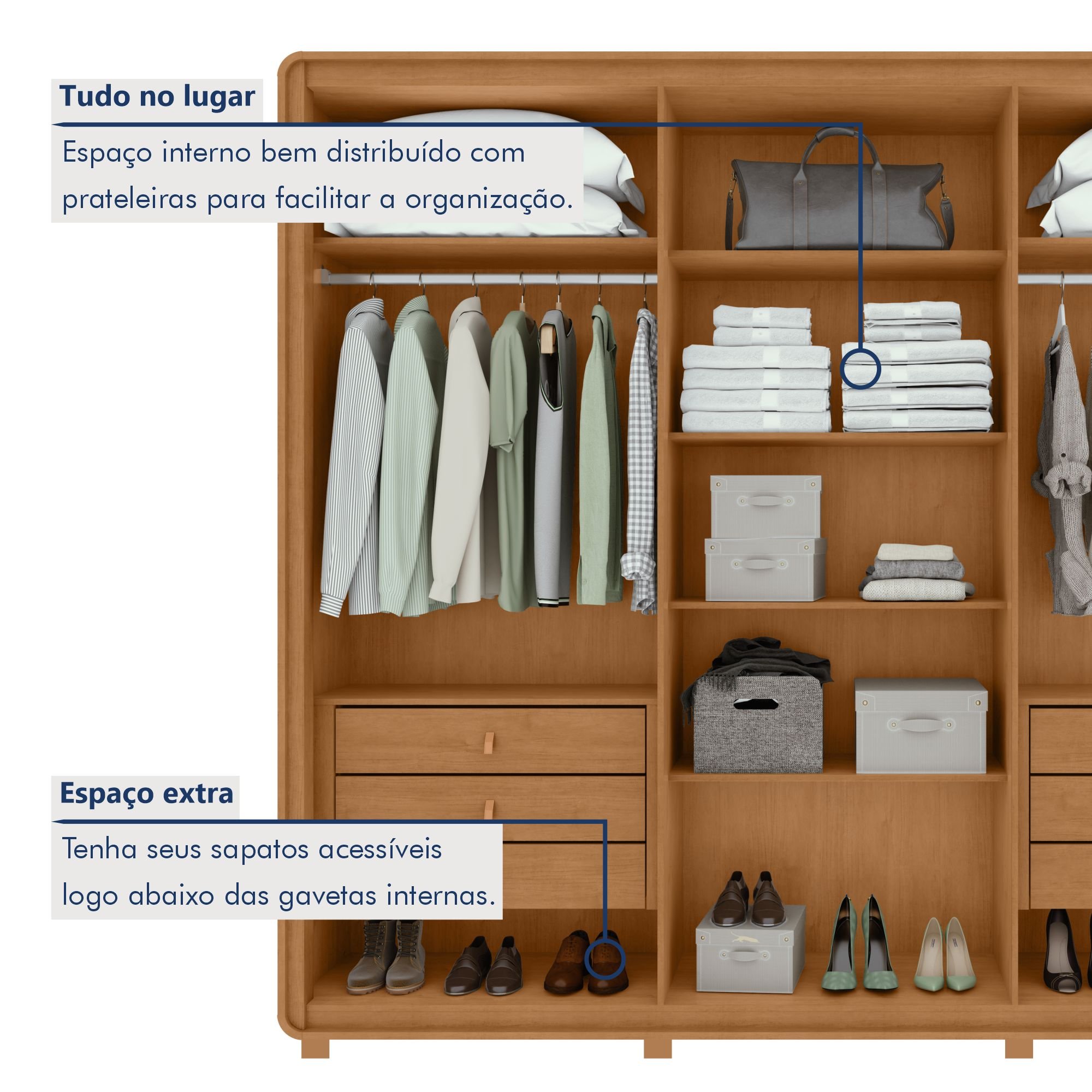Guarda-roupa Casal Loop 6 Portas com Pés 100% MDF - 6