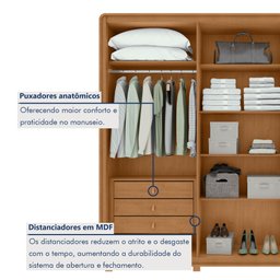 Guarda-Roupa Casal 6 Portas 6 Gavetas com Pés MDF 270cm Loop Off White Amêndoa Clean/Off White - 9 Guarda-Roupa Casal 6 Portas 6 Gavetas com Pés MDF 270cm Loop Off White Amêndoa Clean/Off White - 9