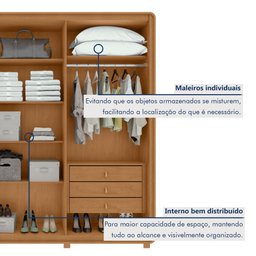 Guarda-Roupa Casal 6 Portas 6 Gavetas com Pés MDF 270cm Loop Off White Amêndoa Clean/Off White - 10 Guarda-Roupa Casal 6 Portas 6 Gavetas com Pés MDF 270cm Loop Off White Amêndoa Clean/Off White - 10