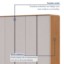 Guarda-Roupa Casal 6 Portas 6 Gavetas com Pés MDF 270cm Loop Off White Amêndoa Clean/Off White - 5 Guarda-Roupa Casal 6 Portas 6 Gavetas com Pés MDF 270cm Loop Off White Amêndoa Clean/Off White - 5