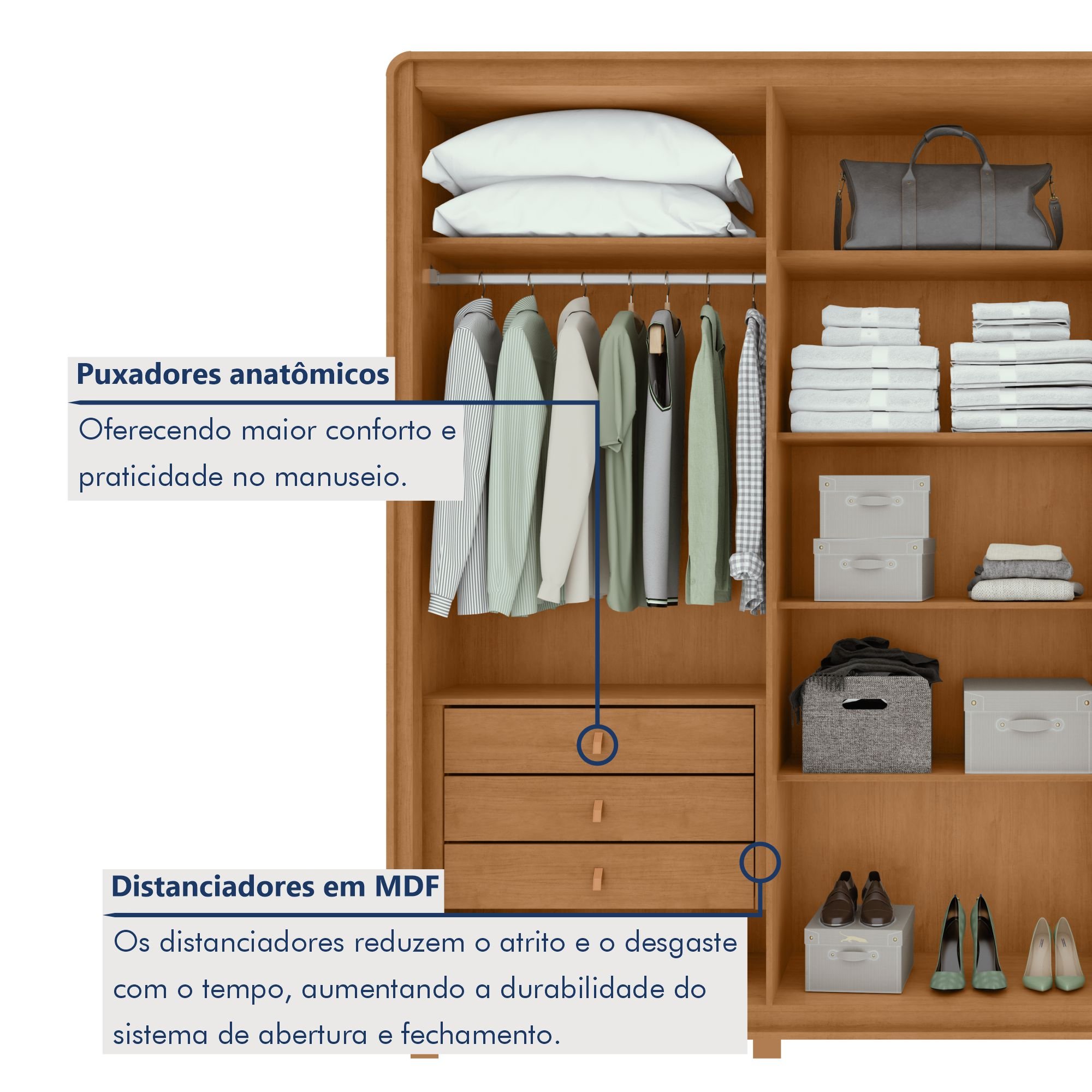 Guarda-roupa Casal Loop 6 Portas com Pés 100% MDF - 7