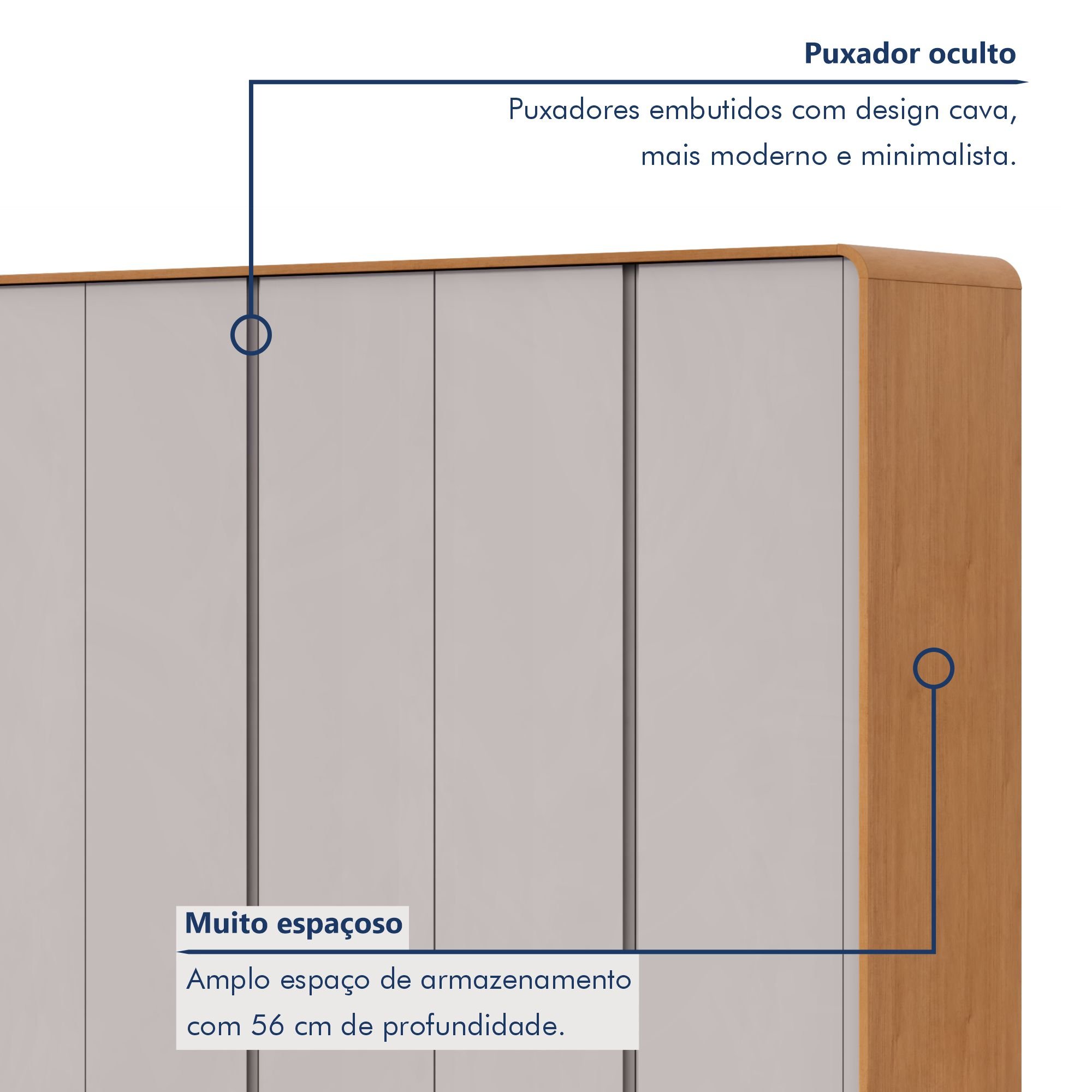 Guarda-roupa Casal Loop 6 Portas com Pés 100% MDF - 3