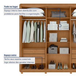 Guarda-Roupa Casal 6 Portas 6 Gavetas com Pés MDF 270cm Loop Off White Amêndoa Clean/Off White - 8 Guarda-Roupa Casal 6 Portas 6 Gavetas com Pés MDF 270cm Loop Off White Amêndoa Clean/Off White - 8