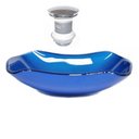 Ver imagem 1 de Cuba de Vidro Abaulada 51cm Azul Escuro + Valvula Click