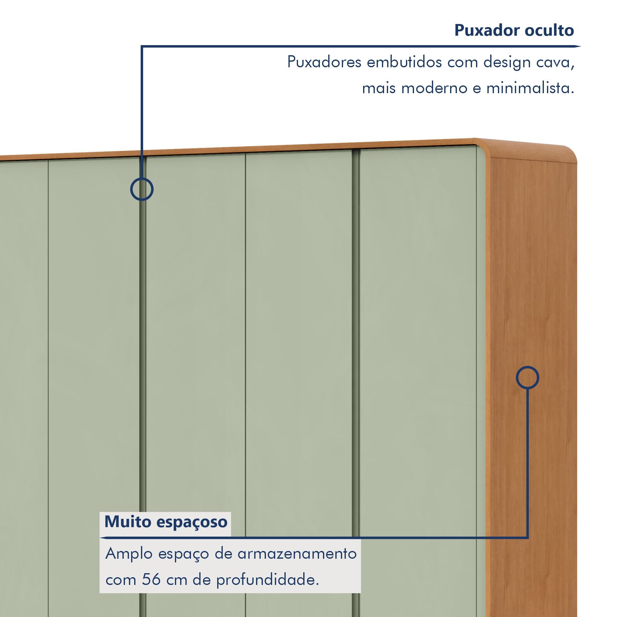 Guarda-roupa Casal Loop 6 Portas com Pés 100% MDF - 3