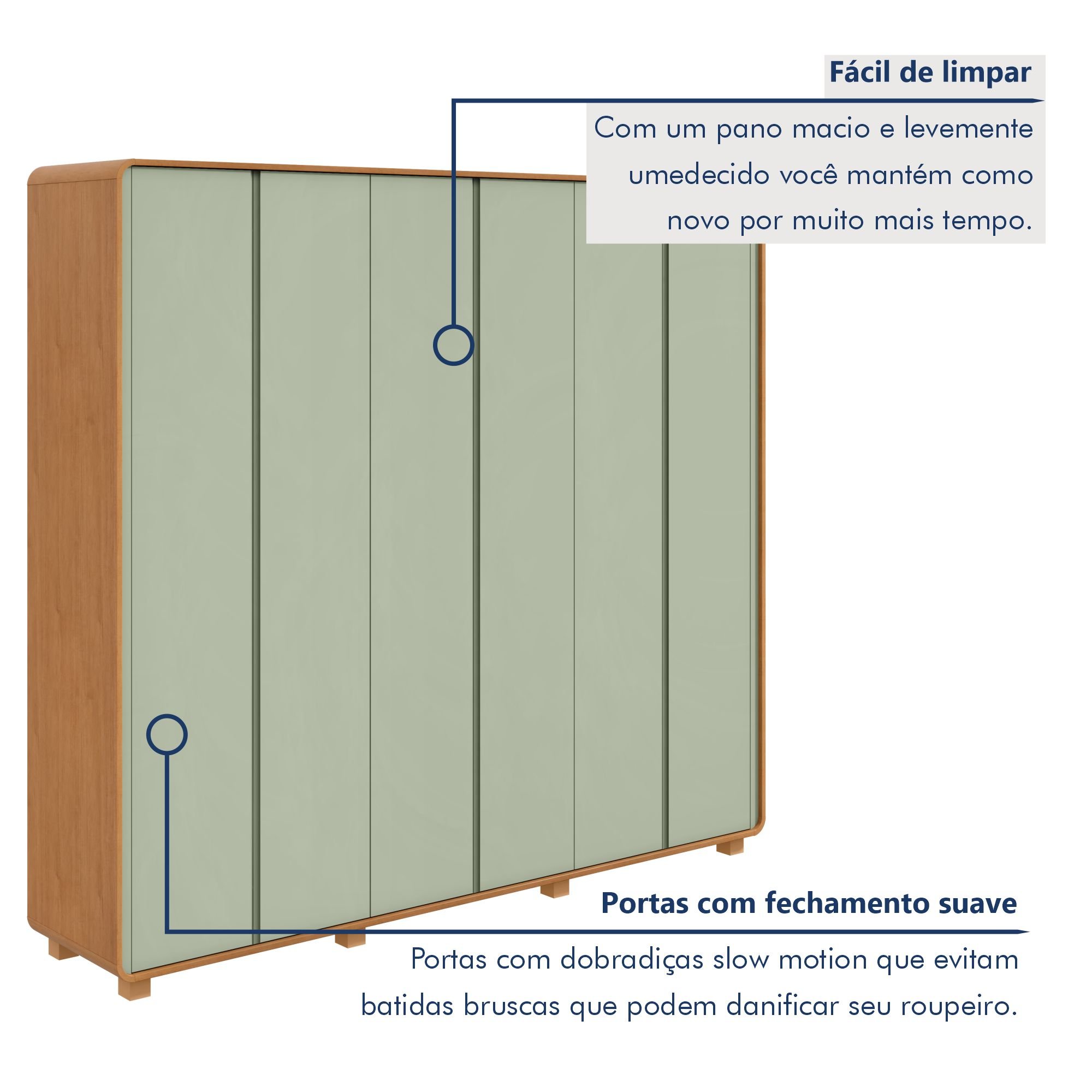 Guarda-roupa Casal Loop 6 Portas com Pés 100% MDF - 10