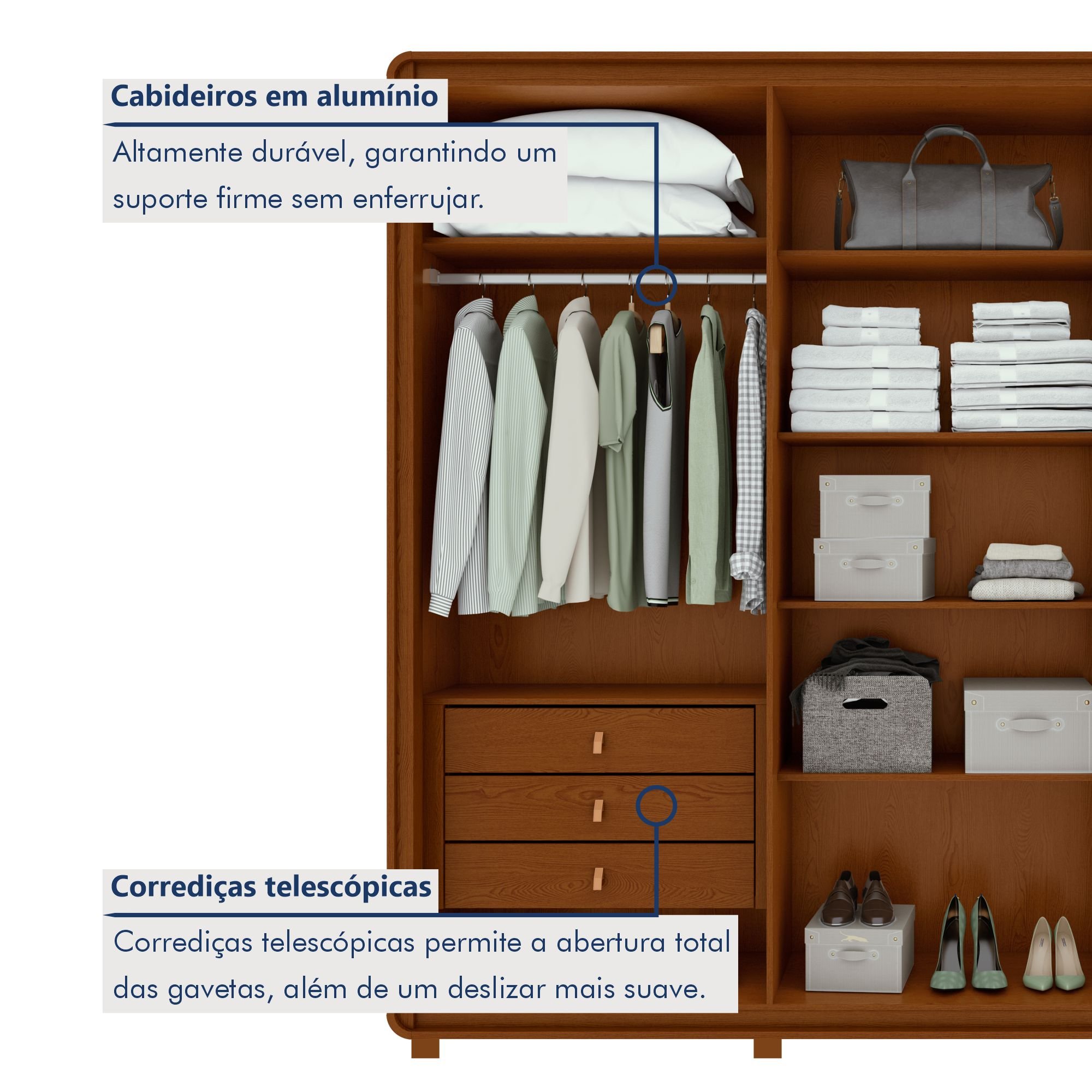 Guarda-roupa Casal Loop 6 Portas com Pés 100% MDF - 5