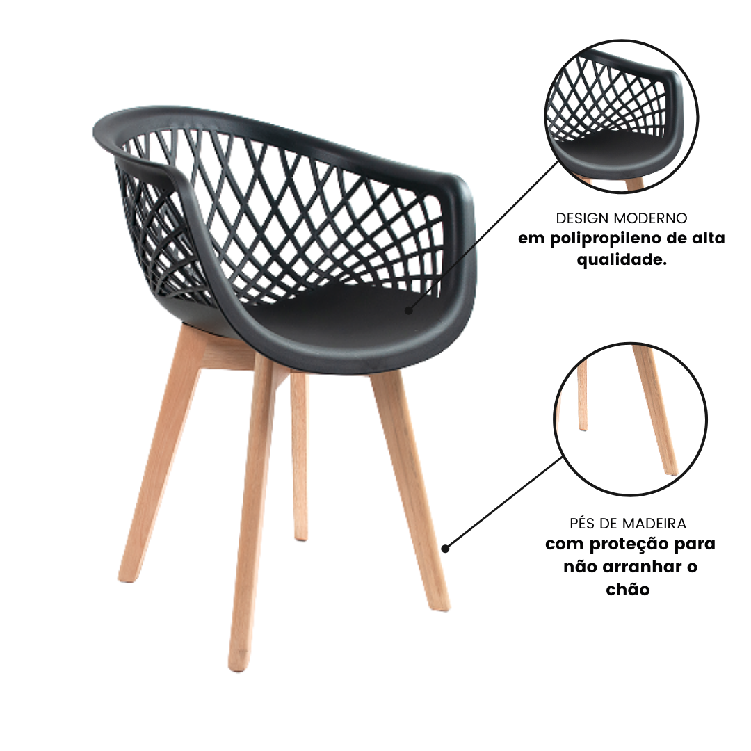Cadeira Design Eames Wood Web Preta - 5