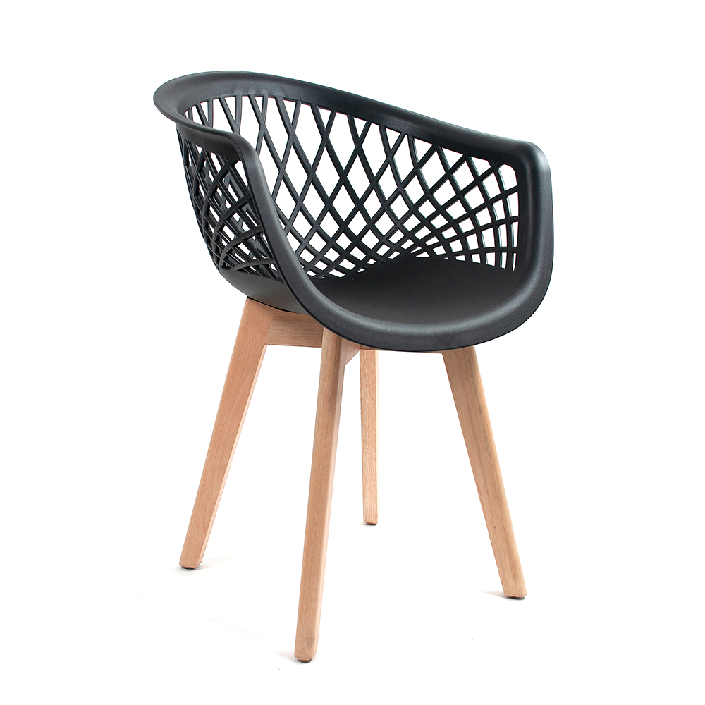 Cadeira Design Eames Wood Web Preta - 1