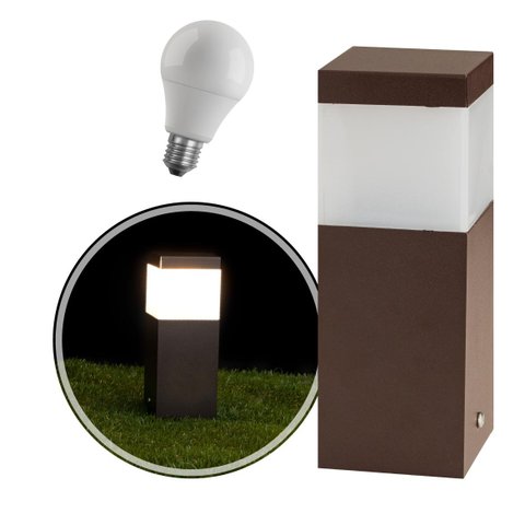 Poste Balizador Marrom 20cm para Jardim em Alumínio + LED Branco Frio ST2791