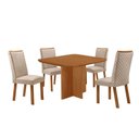 Ver imagem 6 de Conjunto Jantar Olimpia 4 Lugares Tampo MDF Cadeiras Lira Veludo Creme 90cm Moderna