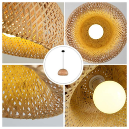 Lustre Pendente de Teto Acabamento em Bambu Natural Rústico - 4