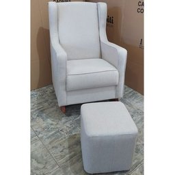 Poltrona Amamentação Encosto Alto Puff Balanço Madeira Nina:boucle Cru/poltrona Amamentação e Puff C - 4