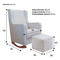 Poltrona Amamentação Encosto Alto Puff Balanço Madeira Nina:boucle Cru/poltrona Amamentação e Puff C - 5
