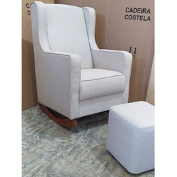 Poltrona Amamentação Encosto Alto Puff Balanço Madeira Nina:boucle Cru/poltrona Amamentação e Puff C - 2
