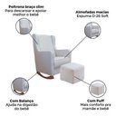 Ver imagem 3 de Poltrona Amamentação Encosto Alto Puff Balanço Madeira Nina:boucle Cru/poltrona Amamentação e Puff C