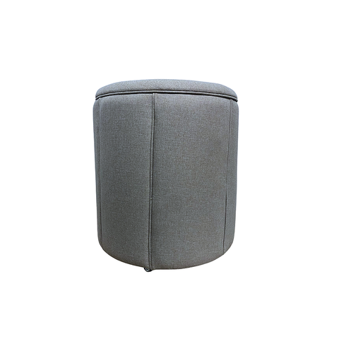 Puff Redondo Baú Não É Segredo Debrum Linho Cinza 40x45 Ns0606
