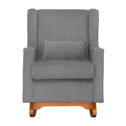 Poltrona C/ Puff Balanço Amamentação Aurora Linho Cinza - Lm Decor - 4