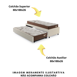 Bicama Box para Dois Colchões Solteiro 88x188 Corino Linho - 7