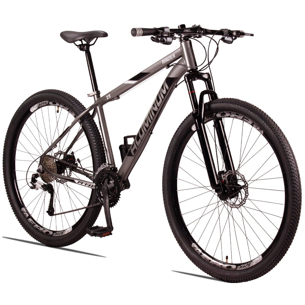 Bicicleta Aro 29 Raider Aluminum 27v Freio a Disco Grafite e Preto Tam: 21 - 2