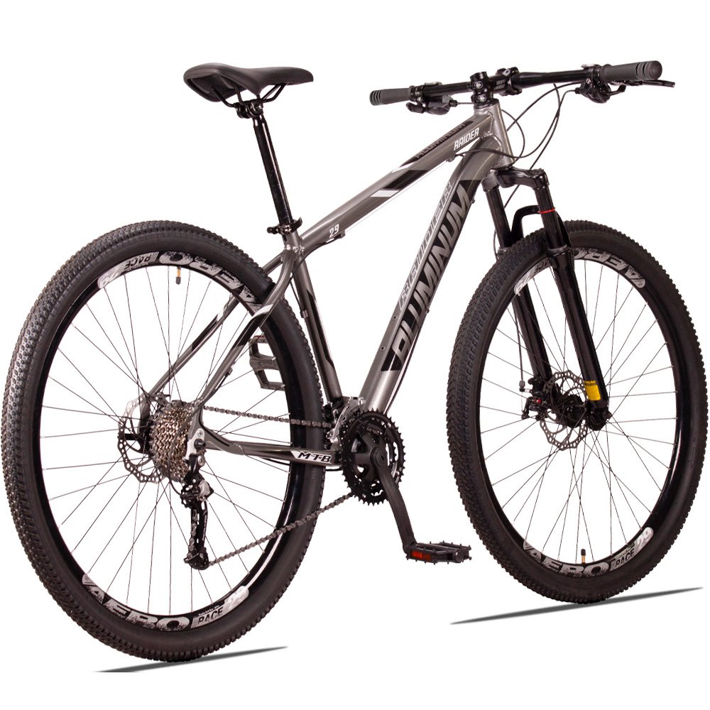 Bicicleta Aro 29 Raider Aluminum 27v Freio a Disco Grafite e Preto Tam: 21 - 4