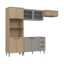 Ver imagem 3 de Cozinha Completa Modulada 4 Peças com Torre Quente e Porta de Vidro Lavínia Marrom/Imperial/Fumê
