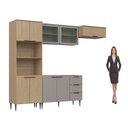 Ver imagem 6 de Cozinha Completa Modulada 4 Peças com Torre Quente e Porta de Vidro Lavínia Marrom/Imperial/Fumê