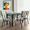 Ver imagem 2 de Conjunto Sala de Jantar Mesa Tampo Granito 1,40m com 6 Cadeiras Diana Preto / Cedro Artefamol