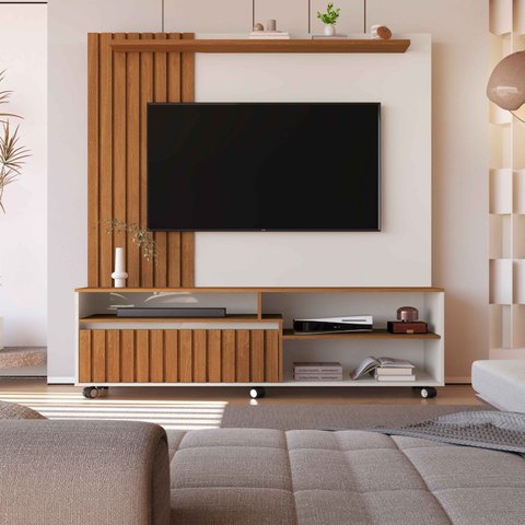 Estante Home para Tv até 60 Polegadas Havana 160cm Freijó com Offwhite - Rede Móveis