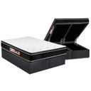 Ver imagem 1 de Cama Box Baú King: Colchão Espuma D33 Castor Black e White Air Euro Pillow + Base CRC Suede Gray(193