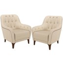 Ver imagem 1 de Kit 02 Poltronas Para Sala De Estar Com Tachas Base Fixa Blenda M03 Linho Bege - Lyam Decor