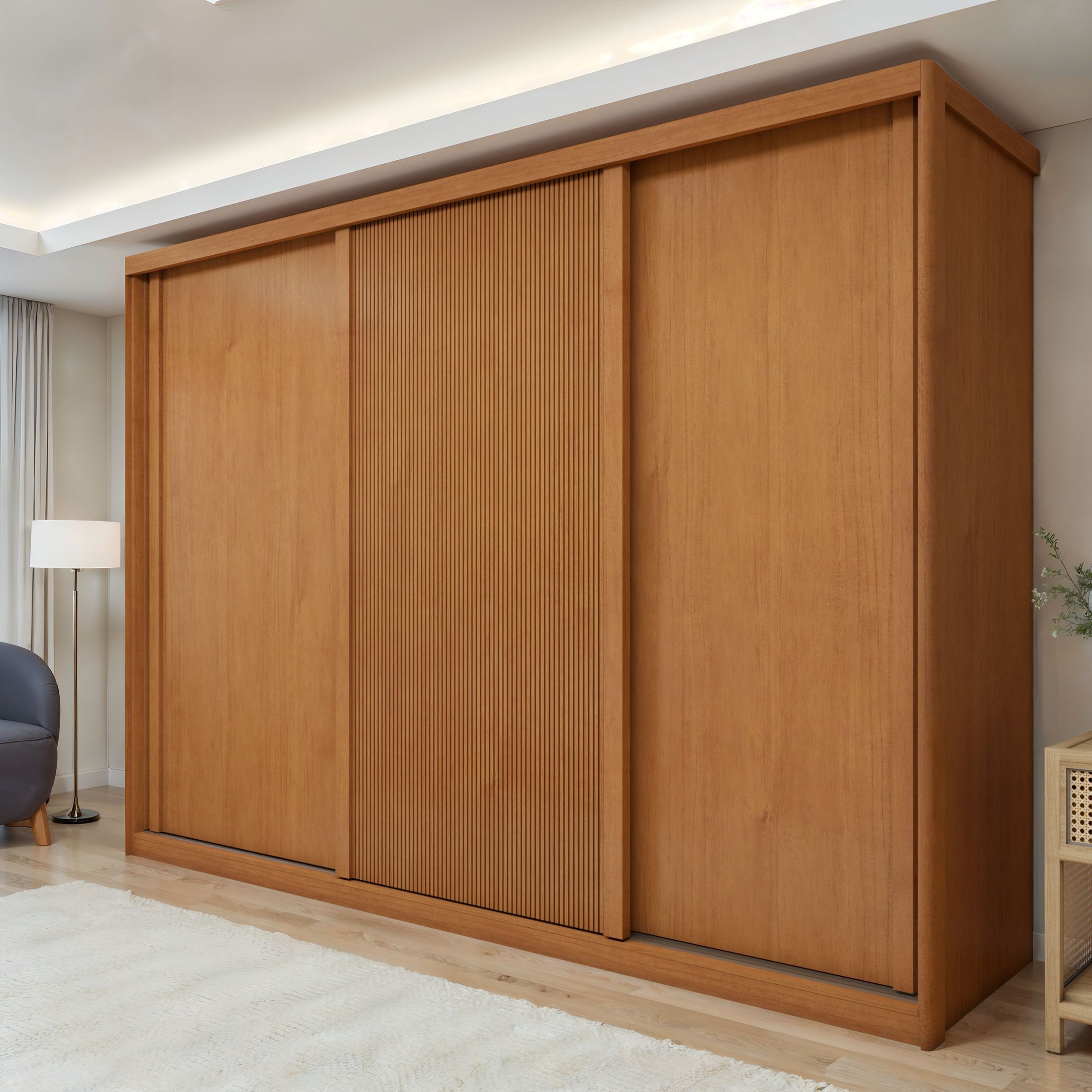 Guarda-Roupa Casal 3 Portas 6 Gavetas MDF 274cm Ollie Yescasa