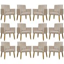 Ver imagem 1 de Kit 12 Poltronas Decorativas Mari Pé Palito Castanho - Bege Suede