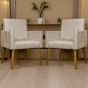 Ver imagem 4 de Kit 12 Poltronas Decorativas Mari Pé Palito Castanho - Bege Suede
