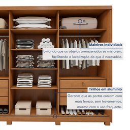 Guarda Roupa  Ollie 3 Portas 6 Prateleira 6 Gavetas 100% MDF com Pés  - 9