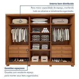 Guarda Roupa  Ollie 3 Portas 6 Prateleira 6 Gavetas 100% MDF com Pés  - 16