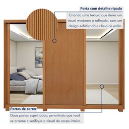 Guarda Roupa  Ollie 3 Portas 6 Prateleira 6 Gavetas 100% MDF com Pés  - 14